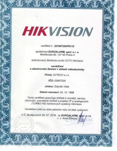 Certifikace HIKVISION