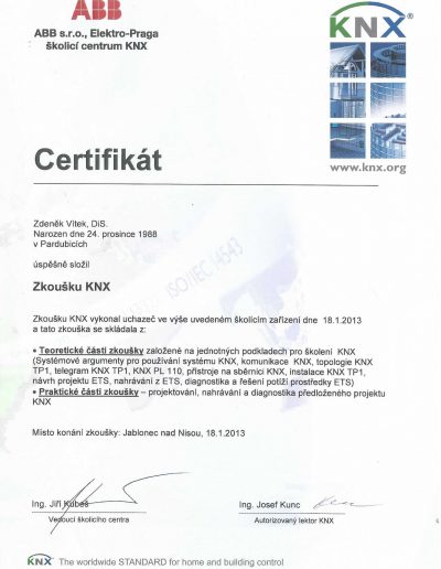 Certifikát KNX