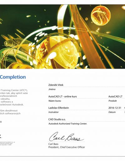 Certifikát AUTOCAD LT